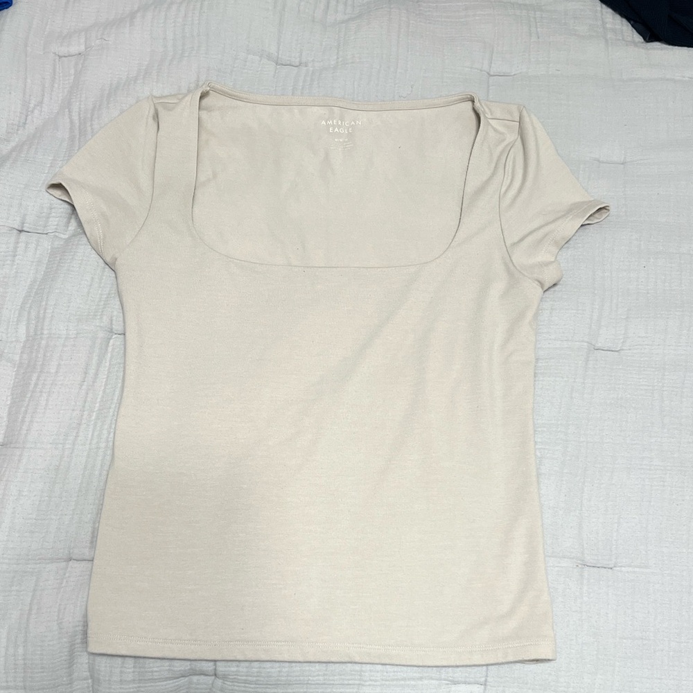 American Eagle Outfitters Beige Short Sleeve Top